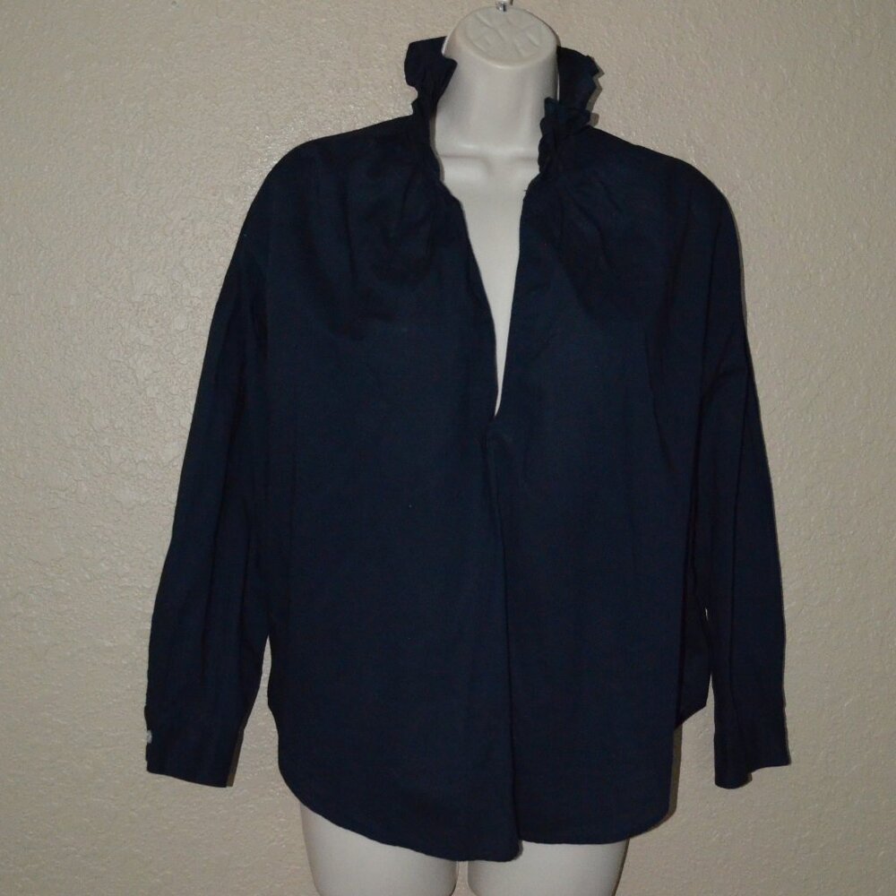 Sz S A Shirt Thing Penelope Cabo Navy Blue Long Sleeve Blouse